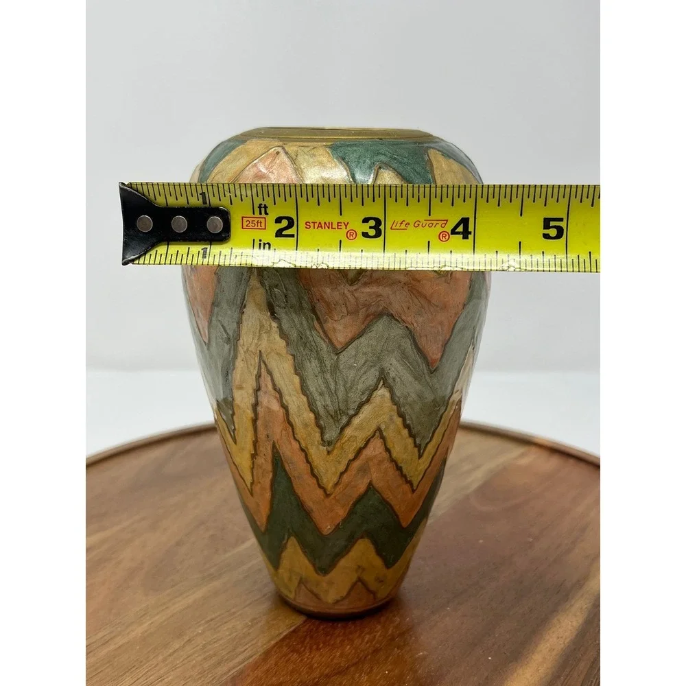 Vintage‎ Zig Zag Chevron Patterned Ceramic Vase Decorative Home Decor Accent